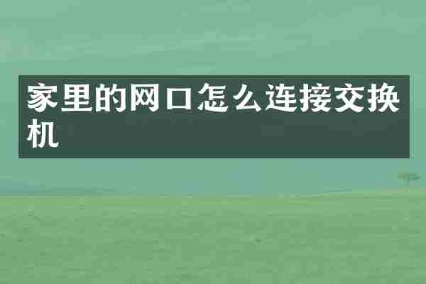 家里的网口怎么连接交换机
