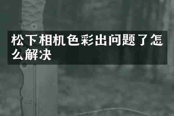 相机色彩出问题了怎么解决