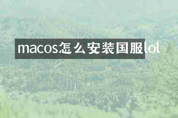 macos怎么安装国服lol