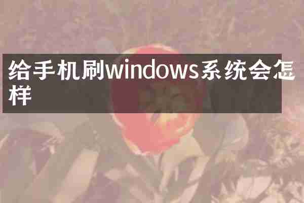 给手机刷windows系统会怎么样