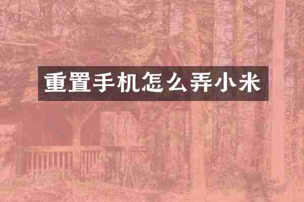 重置手机怎么弄小米