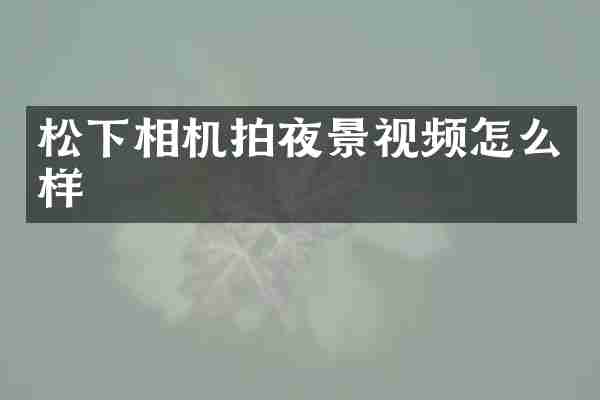 松下相机拍夜景视频怎么样