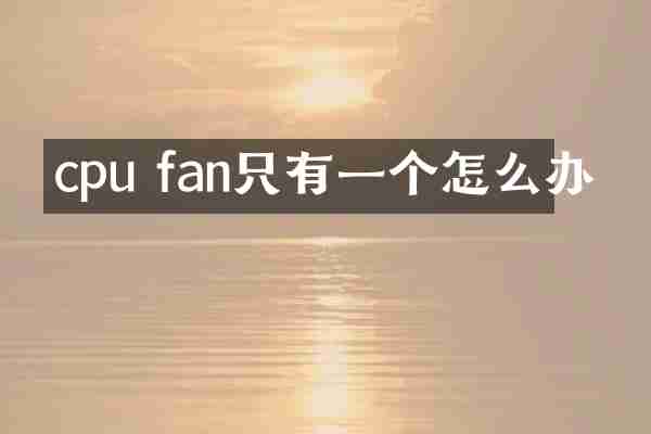 cpu fan只有一个怎么办