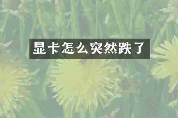 显卡怎么突然跌了