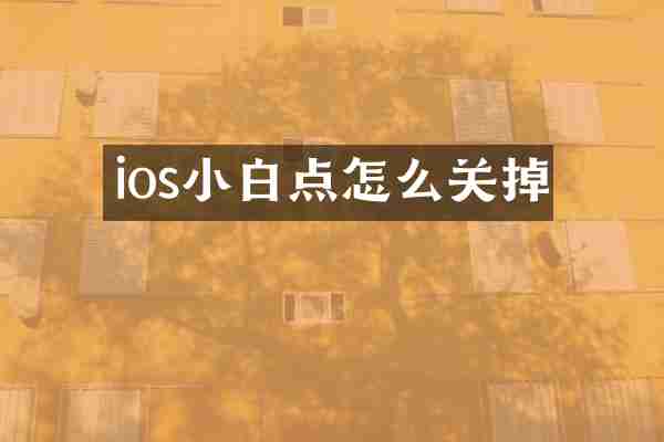 ios小白点怎么关掉