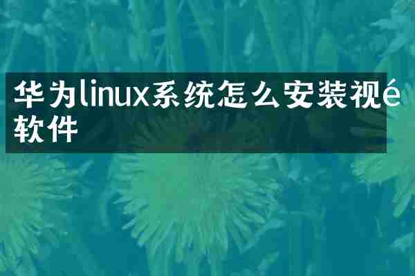 华为linux系统怎么安装视频软件