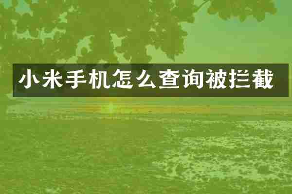 小米手机怎么查询被拦截