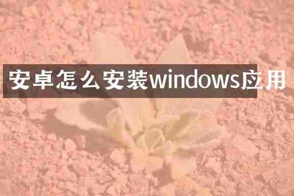 安卓怎么安装windows应用