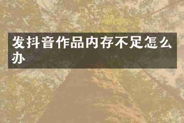 发抖音作品内存不足怎么办