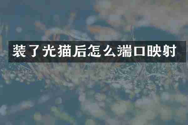 装了光猫后怎么端口映射