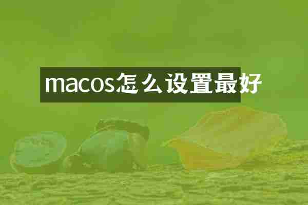 macos怎么设置最好