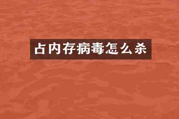 占内存病毒怎么杀