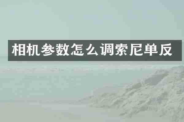 相机参数怎么调索尼单反
