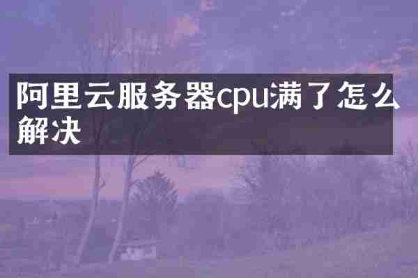 阿里云服务器cpu满了怎么解决
