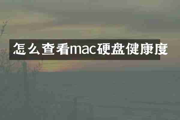 怎么查看mac硬盘健康度