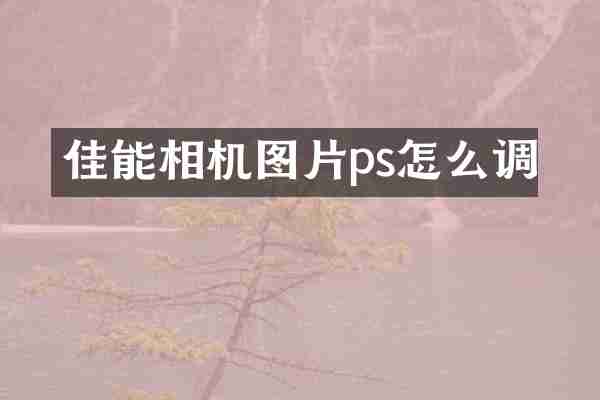 佳能相机图片ps怎么调