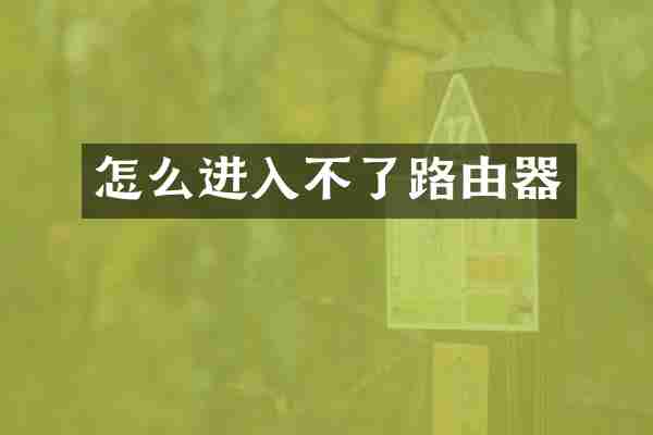 怎么进入不了路由器