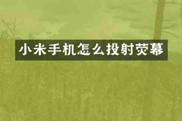 小米手机怎么投射荧幕