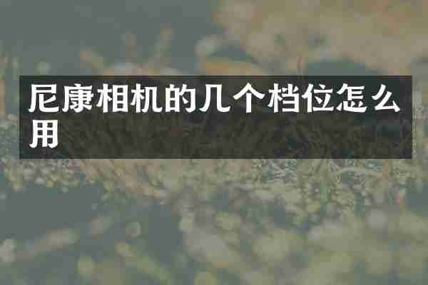尼康相机的几个档位怎么用