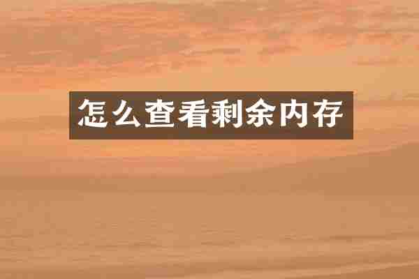 怎么查看剩余内存