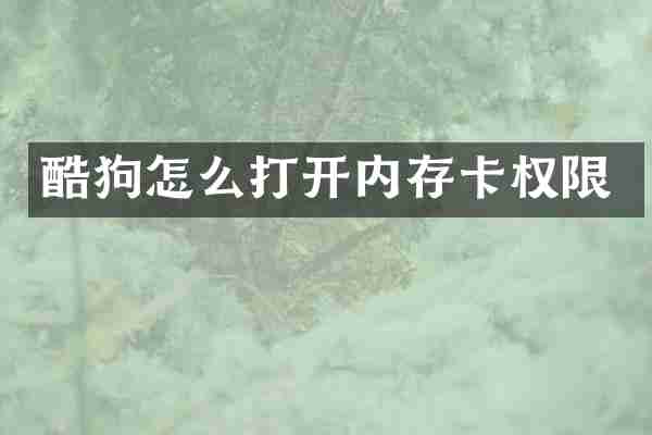 酷狗怎么打开内存卡权限