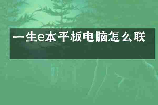 一生e本平板电脑怎么联网