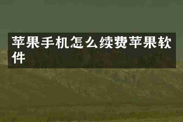 苹果手机怎么续费苹果软件