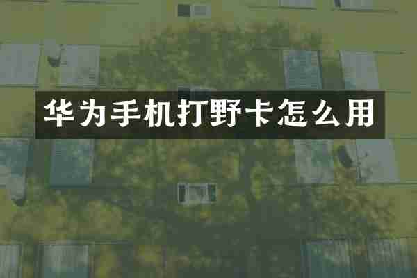 华为手机打野卡怎么用