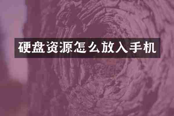 硬盘资源怎么放入手机