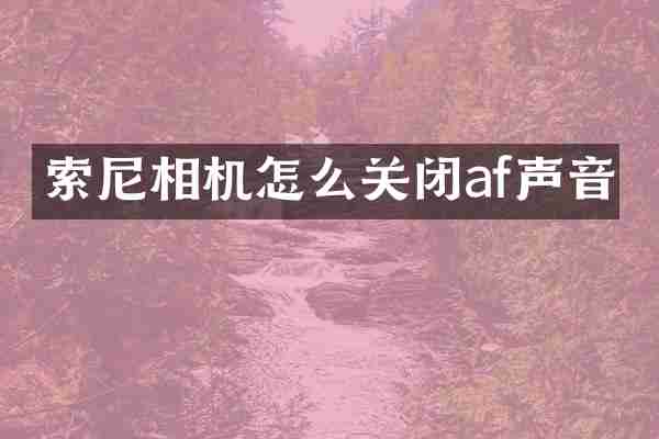 相机怎么关闭af声音
