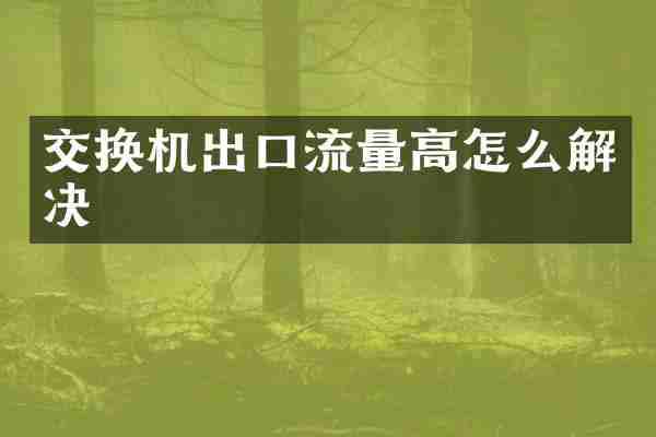 交换机出口流量高怎么解决