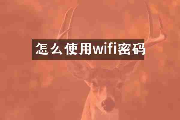 怎么使用wifi密码