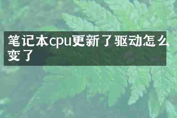 笔记本cpu更新了驱动怎么变了