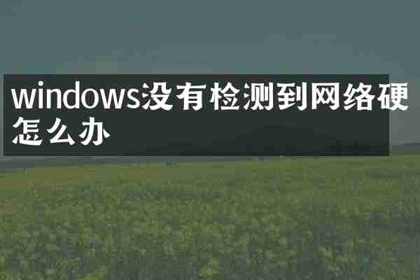 windows没有检测到网络硬件怎么办