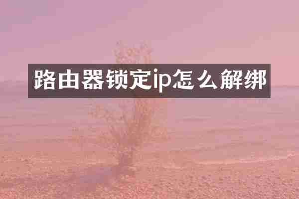 路由器锁定ip怎么解绑