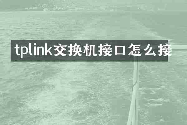 tplink交换机接口怎么接
