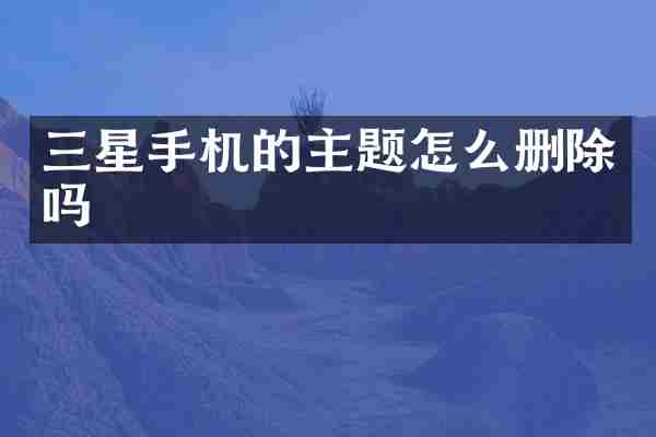 三星手机的主题怎么删除吗