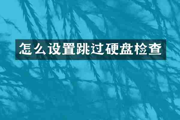 怎么设置跳过硬盘检查