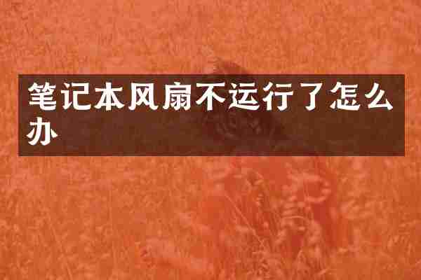 笔记本风扇不运行了怎么办