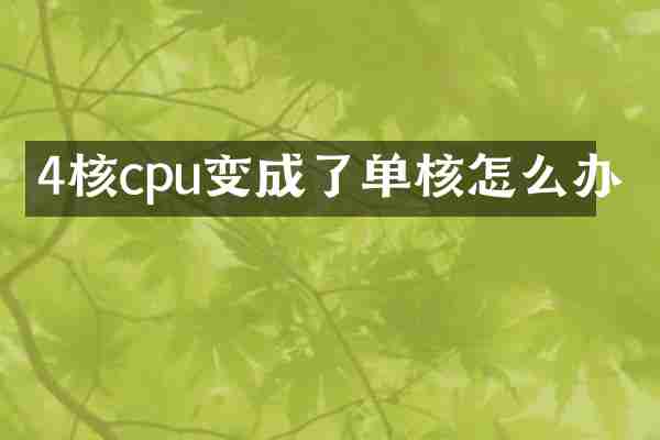 4核cpu变成了单核怎么办