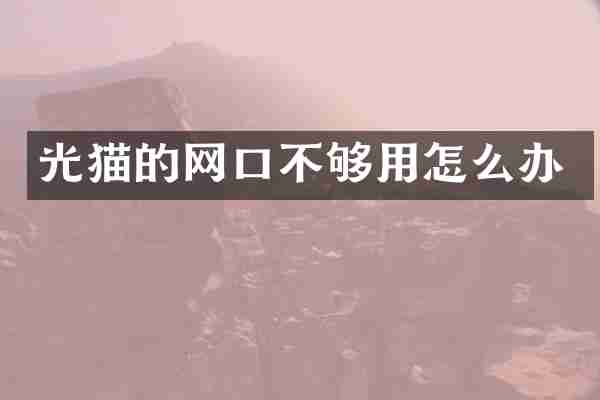 光猫的网口不够用怎么办