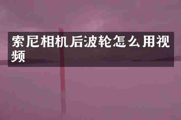 索尼相机后波轮怎么用视频