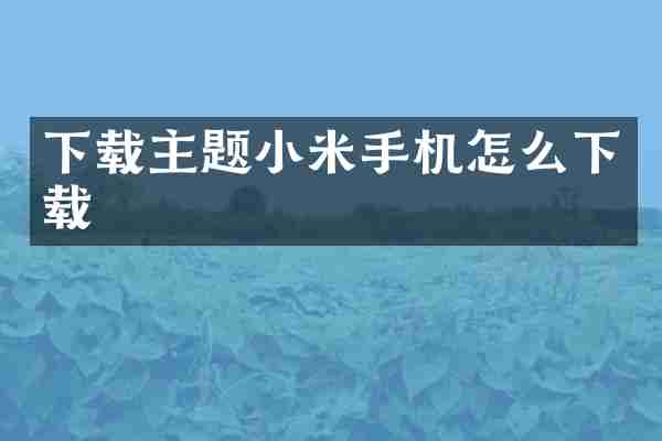 下载主题小米手机怎么下载