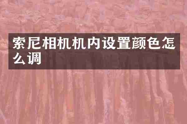 相机机内设置颜色怎么调