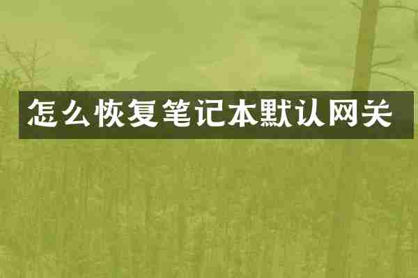 怎么恢复笔记本默认网关