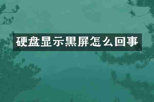 硬盘显示黑屏怎么回事