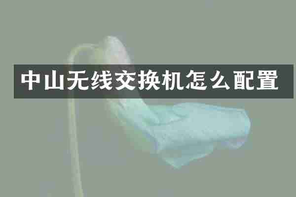 中山无线交换机怎么配置