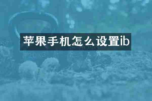 苹果手机怎么设置ib