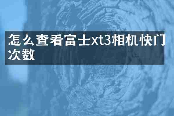 怎么查看富士xt3相机快门次数