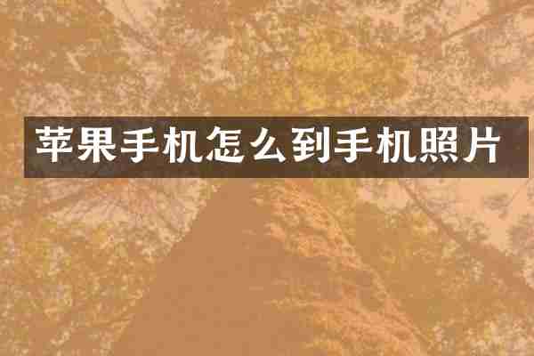 苹果手机怎么到手机照片
